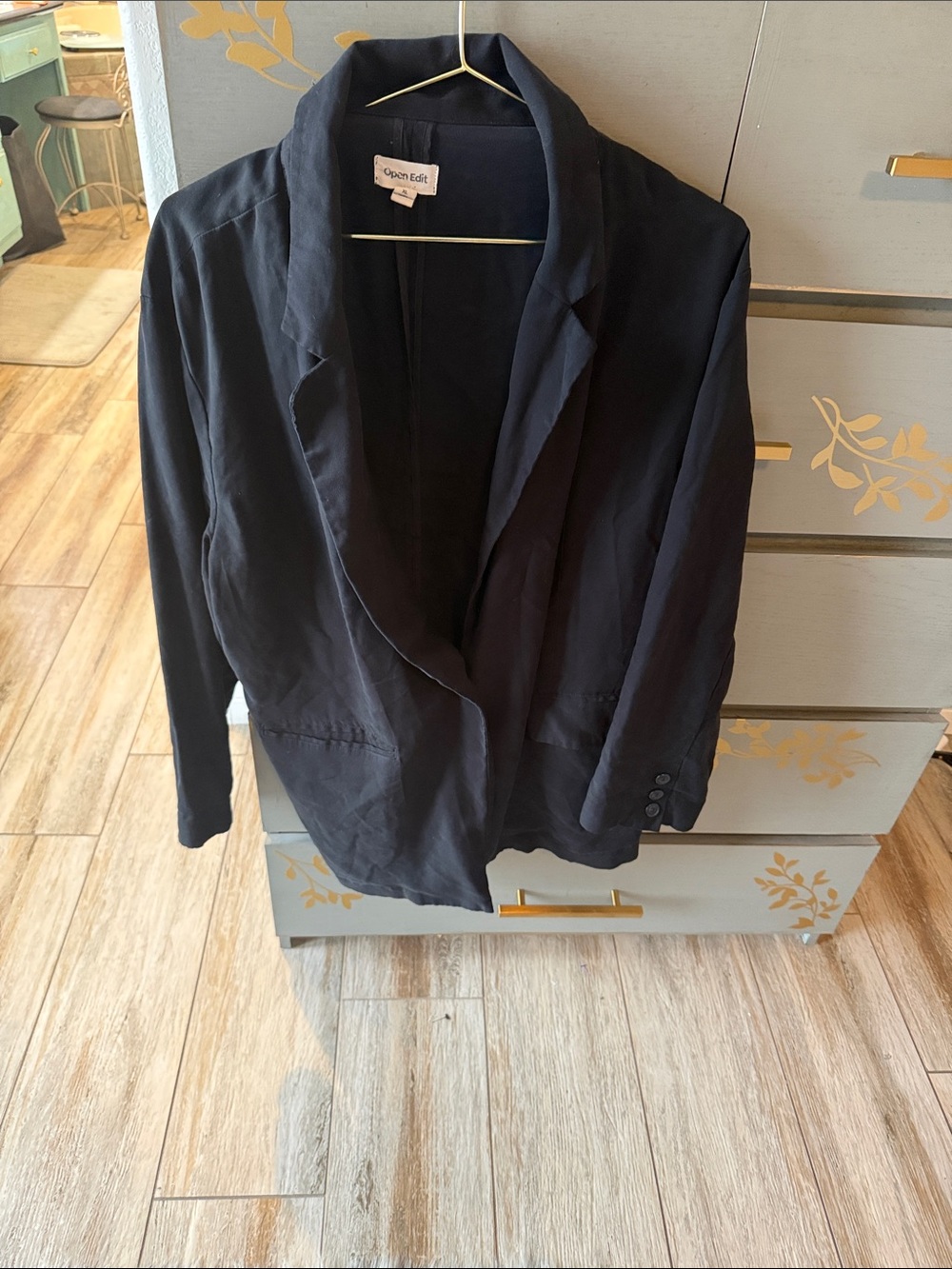 Worthington Black Open-Front Draped Blazer